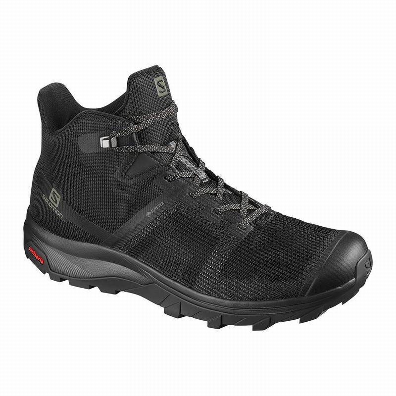 SALOMON OUTLINE PRISM MID GORE-TEX Philippines - Men's Hiking Shoes - Black | 960721-NFP